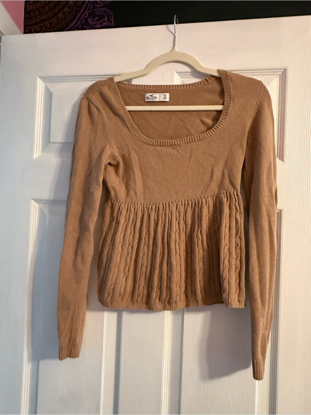 Hollister Vintage y2k Peplum Babydoll Knit Long Sleeve Top Brown Size Small